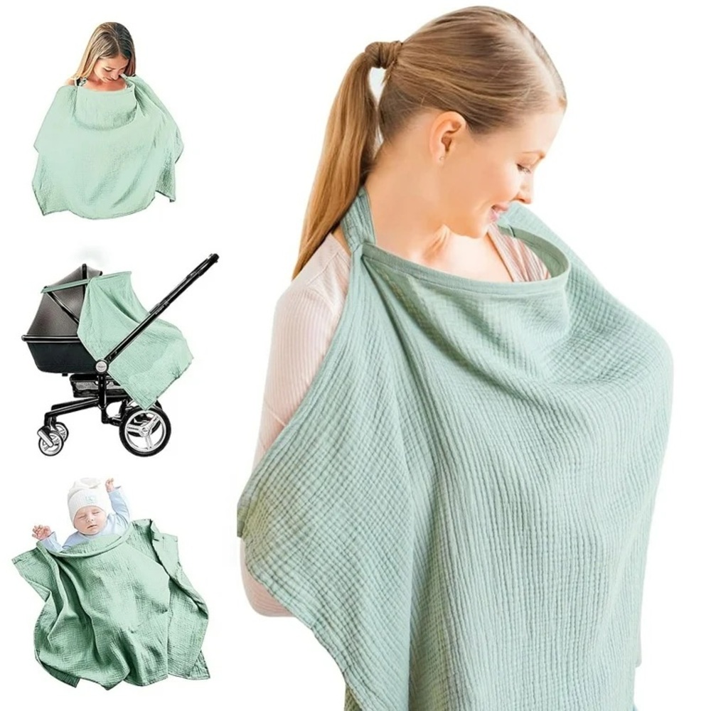 Blissful Diary Muslim Cotton Nursing Cover in “Roman Green”